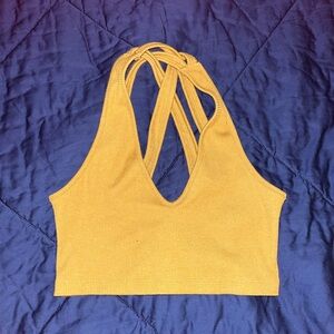Urban Outfitters Mustard Yellow  Crisscross Back Crop Top